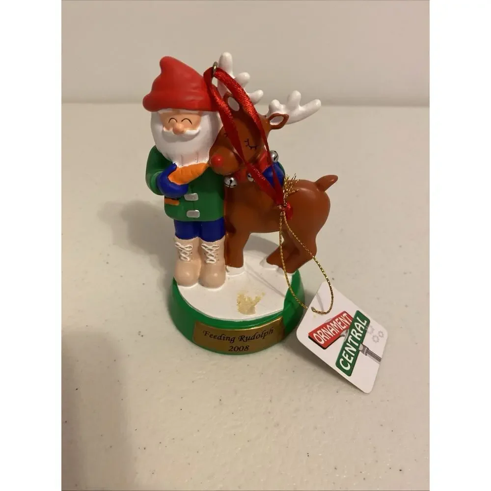 2008 Santa’s Life Collection By Ornament Central Feeding Rudolph Christmas Theme